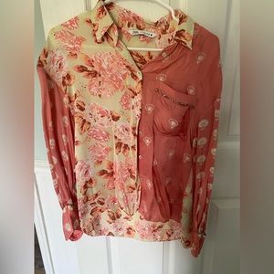 ZARA satin floral blouse